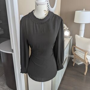 Reitmans Black Ruffled Blouse
